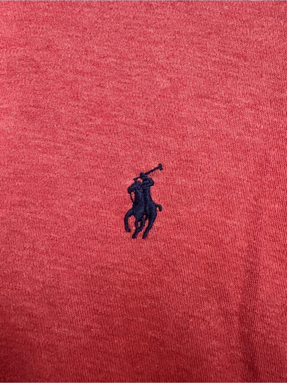 Ralph Lauren Long-Sleeve Polo in Coral with Navy Logo